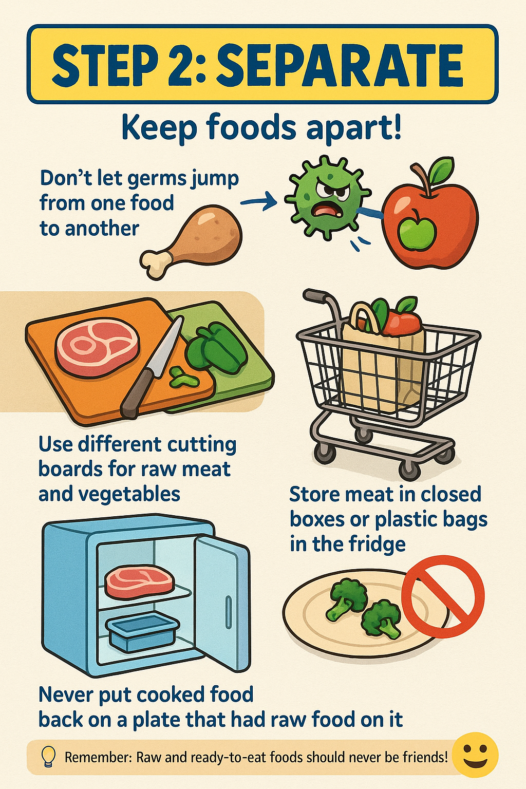 Step 2: SEPARATE - Keep foods apart